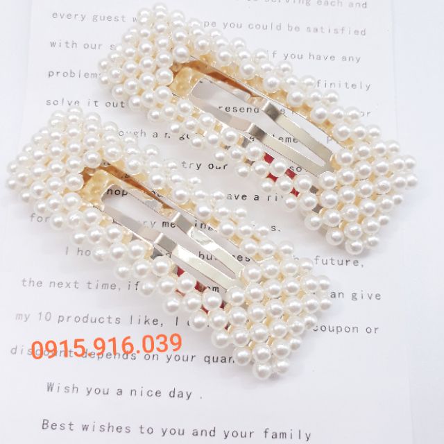 Set 4 Kẹp Tóc Cặp Tóc Đính Hạt Châu Siêu Hót