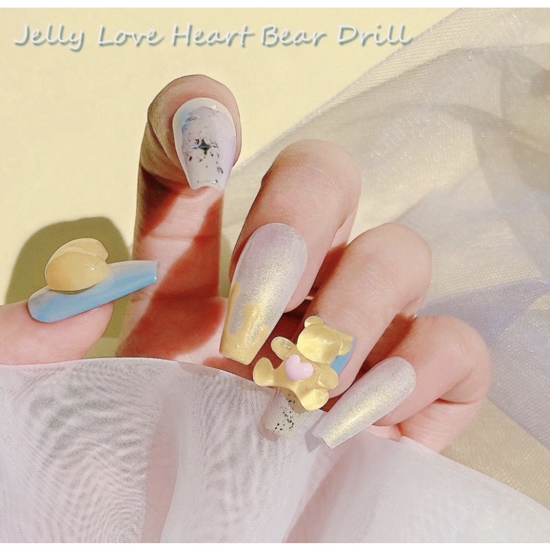 Charm Nail Gấu Trái Tim ,30Viên Phụ Kiện Trang Trí Móng Hàn Quốc