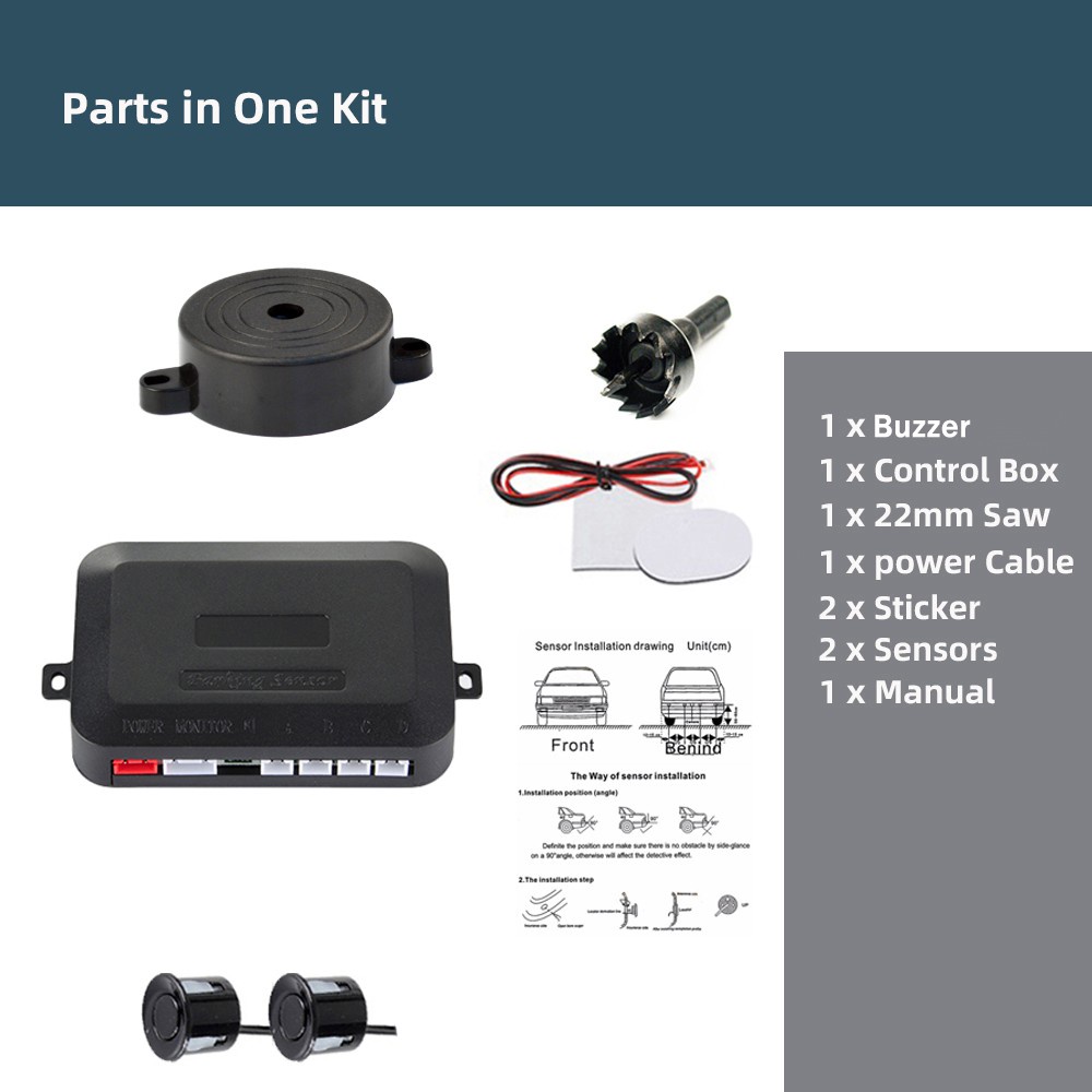 Bộ Cảm Biến Đỗ Xe Báo Động Có Cảm Biến 2 Cảm Biến 22mm Cho Xe Hơi