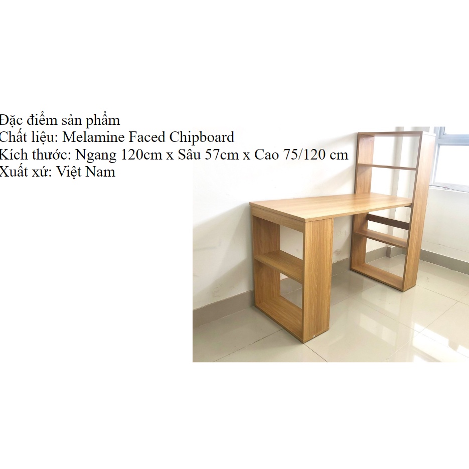 Bàn làm việc gỗ dùng để học, để làm việc kết hợp kệ sách.GP04