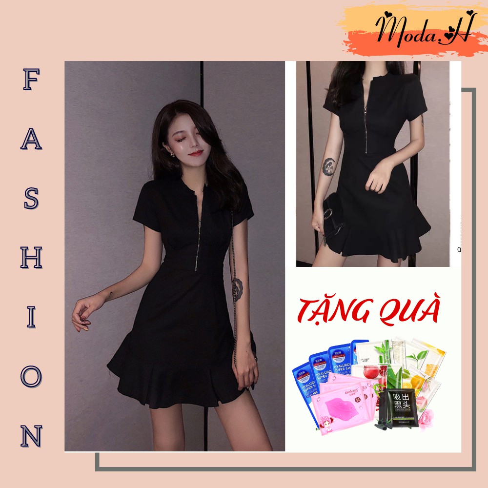 Đầm Nữ, Váy Nữ Khóa Ngực, Váy Kéo Khóa Ngực Dáng Ôm Moda.H