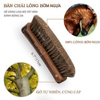BÀN CHẢI ĐÁNH GIÀY Lông Ngựa Cao Cấp, Sợi Lông Vàng giúp Đánh Bóng Giày, Đồ Da, Sofa