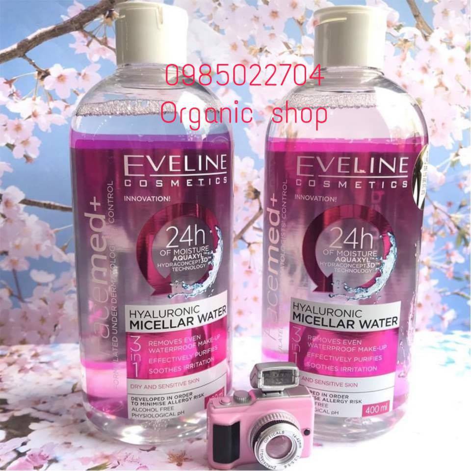 TẨY TRANG EVELINE HYALURONIC MICELLAR WATER 3IN1 400ML CHÍNH HÃNG - 4944