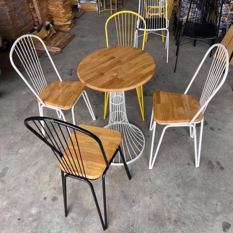 Ghế Ăn  Mặt Gỗ Khung Sắt  Sơn Tĩnh Điện Phù Hơp Không Gian Phòng Khách Quán Caffe, Nhà Hàng, Văn Phòng.