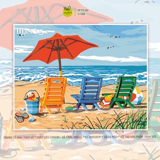 Tranh tô màu 40x50cm có khung Ghế bãi biển T165