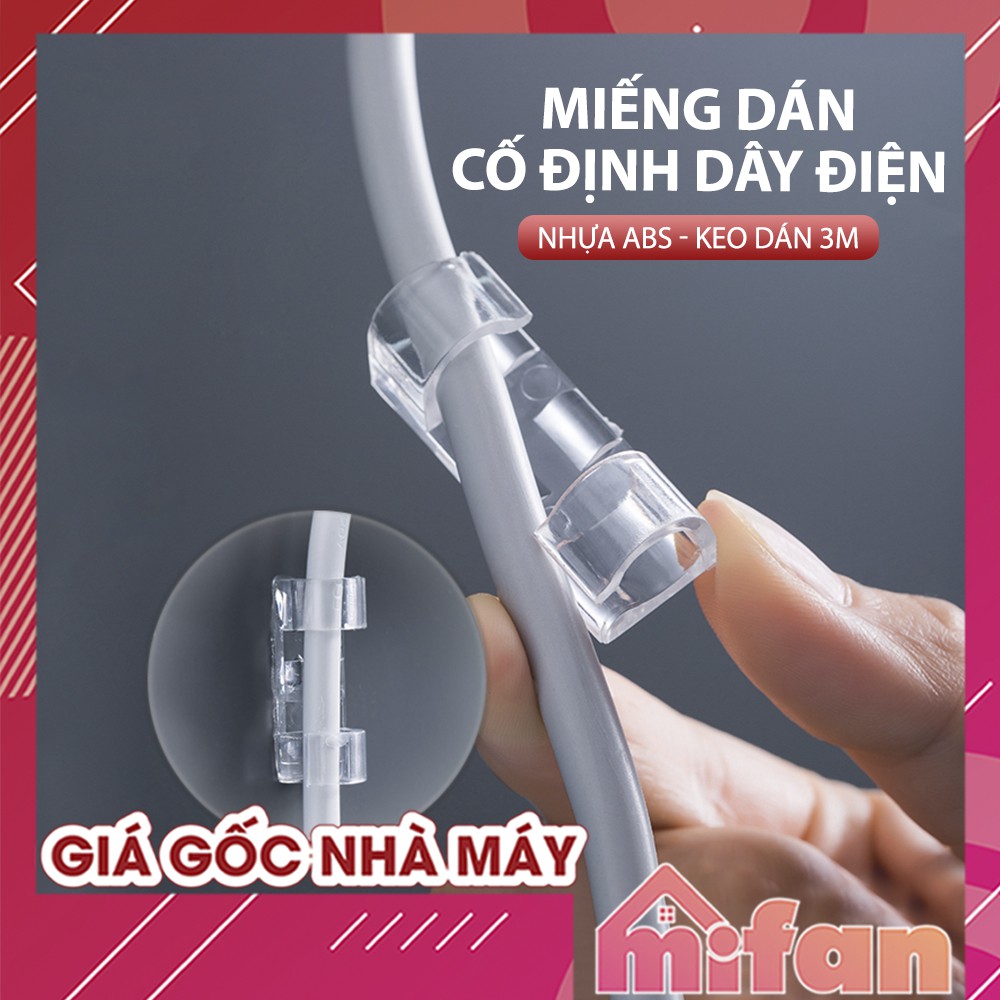 Bộ miếng dán đi dây điện 16 cái cỡ to kẹp 2-3 dây - Kẹp cố định dây điện dán tường - Kẹp giữ dây điện, cáp mạng - MIFAN