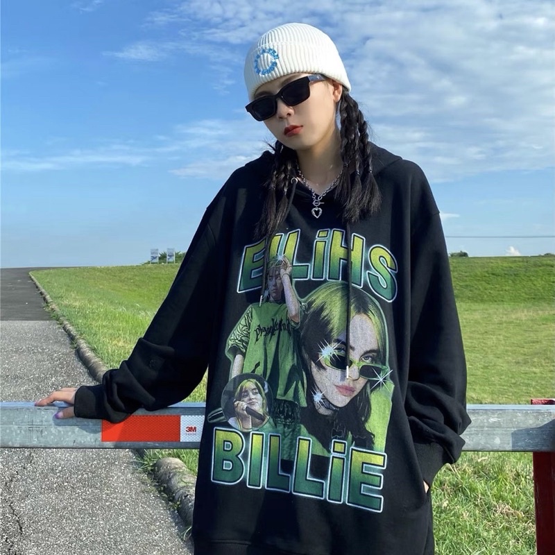 Áo hoodie BILLIE EILISH chất liệu nỉ bông dày dặn hình in cá tính phủi bụi | BigBuy360 - bigbuy360.vn