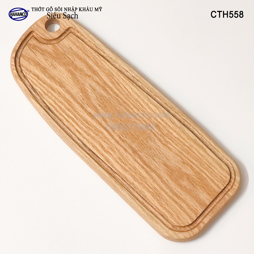 Thớt gỗ sồi Mỹ (OAK) cỡ dài tiện dụng, có rãnh bao quanh - Xuất Khẩu Châu Âu - CTH558