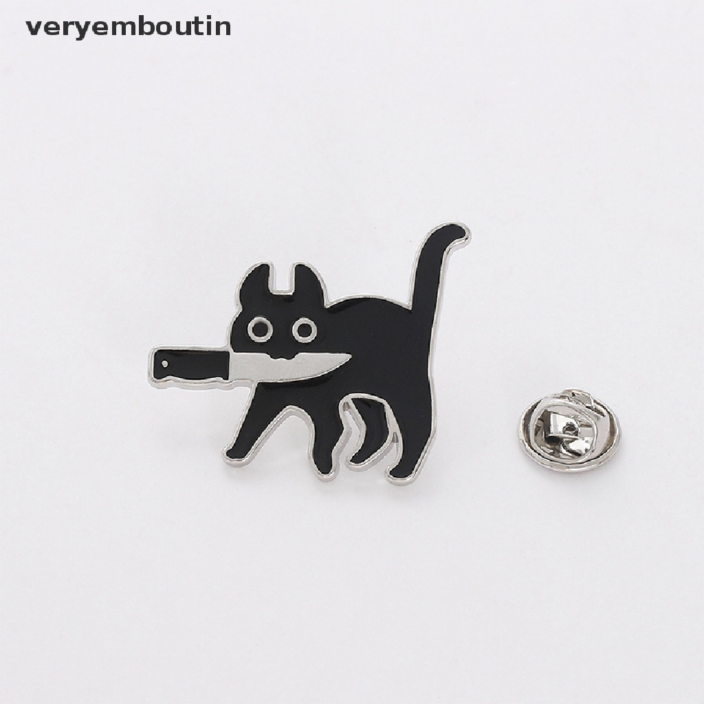 Trâm cài áo hình chú mèo đen hoạt hình sáng tạo vui nhộn