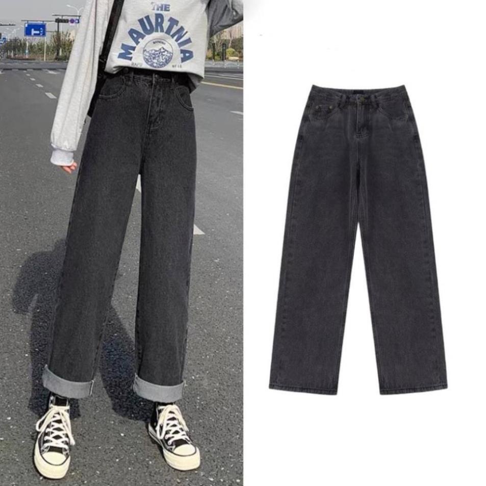 Quần Jeans ống rộng nữ, Quần bò nữ ống suông rộng baggy Ulzzang OR001