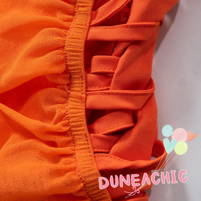 DUNEA Áo Lưới Croptop Xếp Li Hở Lưng Phong Cách Đường Phố Mùa Hè Cho Nữ