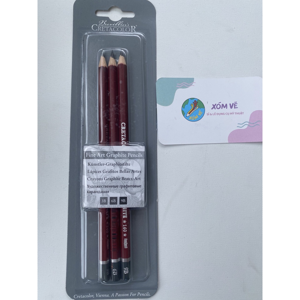 [XÓM VẼ] Set chì than hoạ sĩ, vỉ 3 cây CRETACOLOR