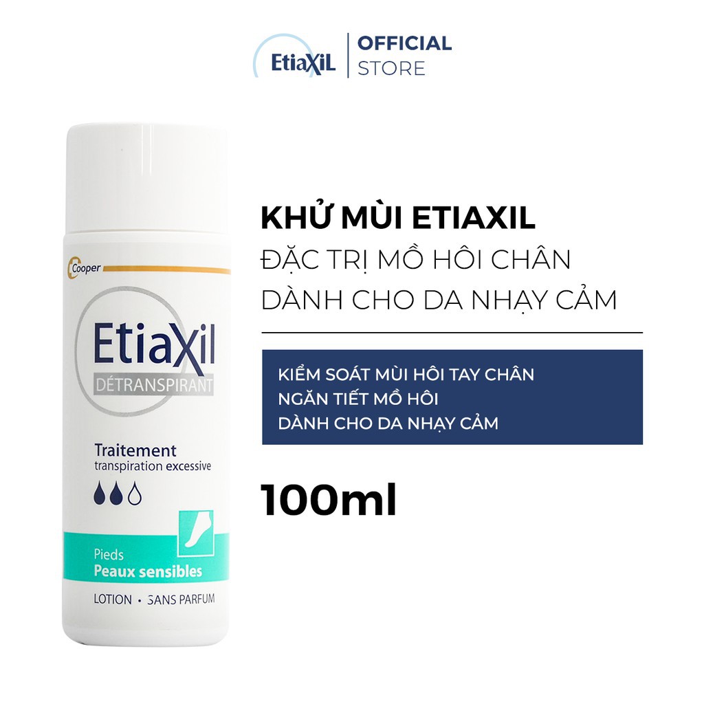 Xịt khử Mùi Etiaxil ngăn ngừa Mồ Hôi Chân Dành Cho Da Nhạy Cảm (Green) - Khử mùi chân Etiaxil 100ml (Spray) - Skinfa.