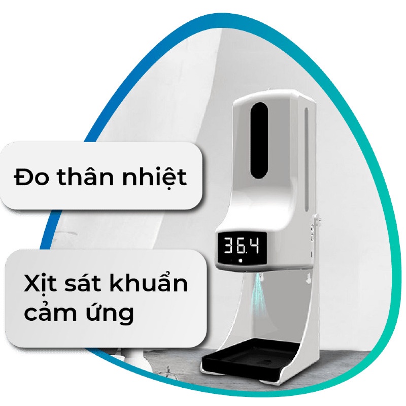 Máy sát khuẩn K9X tích hợp đo thân nhiệt tự động máy rửa tay bình xịt cồn cảm ứng tặng kèm chân đỡ