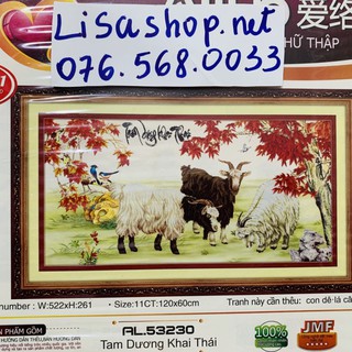 Tranh thêu TAM DƯƠNG KHAI THÁI 1m2x60cm chưa thêu 3d 53230