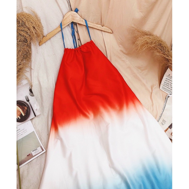 Đầm maxi loang màu cổ yếm | BigBuy360 - bigbuy360.vn