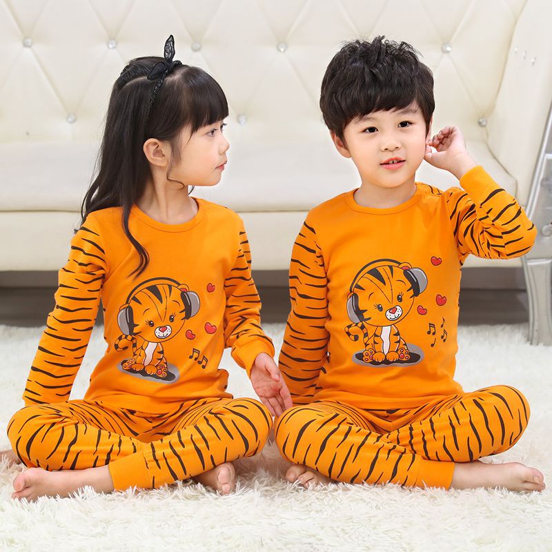 Bộ Đồ Ngủ Tay Dài Bằng Vải Cotton In Hoạt Hình Dành Cho Bé Trai Gái 2-15 Tuổi