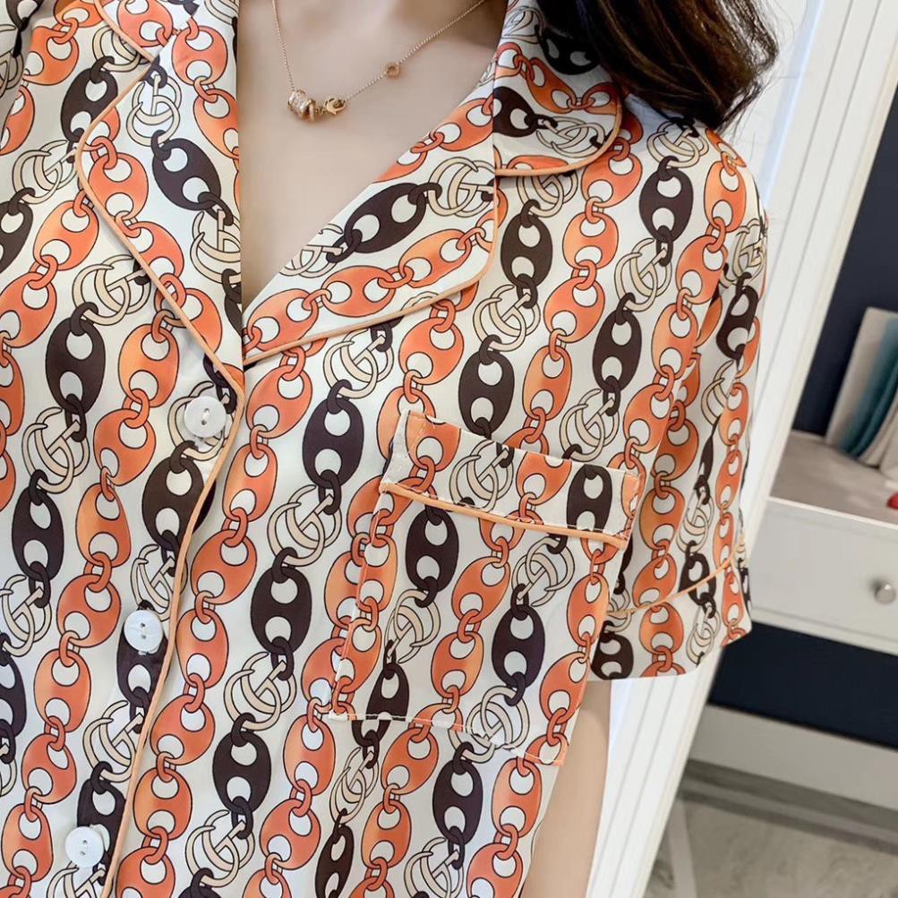 Bộ ngủ lụa Pizama hoạ tiết Vơ sạc kèm turban hàng cao cấp