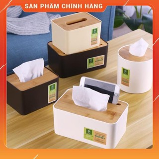 CHÍNH HÃNG -  Hộp đựng giấy ăn để bàn nắp gỗ,hộp đựng khăn giấy cao cấp