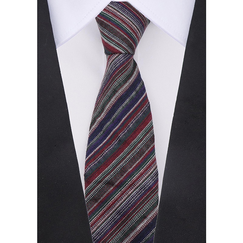 Cà Vạt Cotton Họa Tiết Sọc Thời Trang Cho Nam, Bản 6.5cm