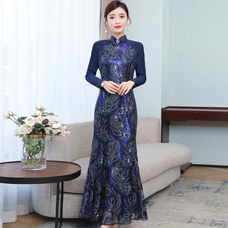 Đầm Sườn Xám Cách Tân Dáng Dài Ôm Dáng Thời Trang Xuân Hè Năm 2021 Cho Nữ