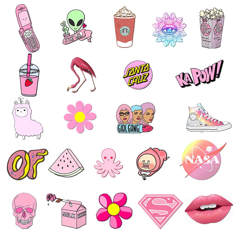 ❉ VSCO： Pink Romantic Series 01 - GirlGang Cozy Graffiti Stickers ❉ 50Pcs/Set Mixed Fashion DIY Luggage Laptop Skateboard Doodle Decals Stickers