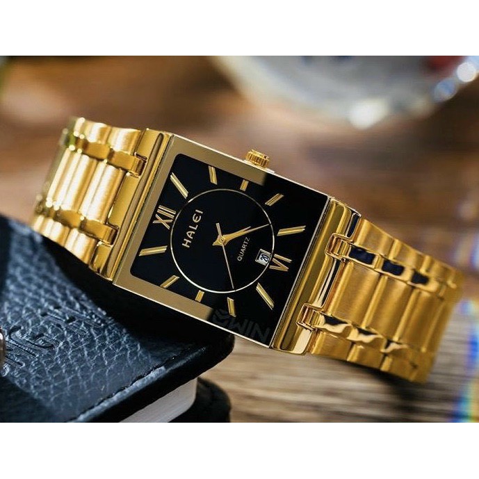 Đồng hồ nam HALEI HLV mặt vuông dây thép có lịch xem ngày | BigBuy360 - bigbuy360.vn