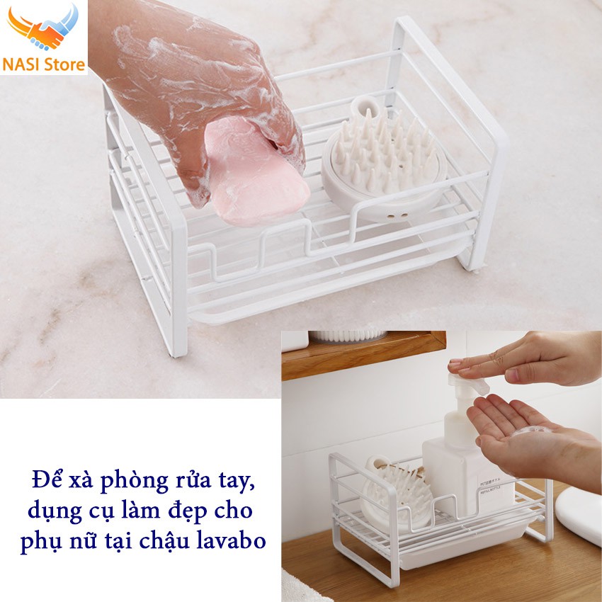 [Nhập Khẩu] Kệ nhà bếp đa năng đựng đồ dùng rửa chén, có khay hứng nước, giá phơi bọt biển, bằng thép dày sơn tĩnh điện | BigBuy360 - bigbuy360.vn