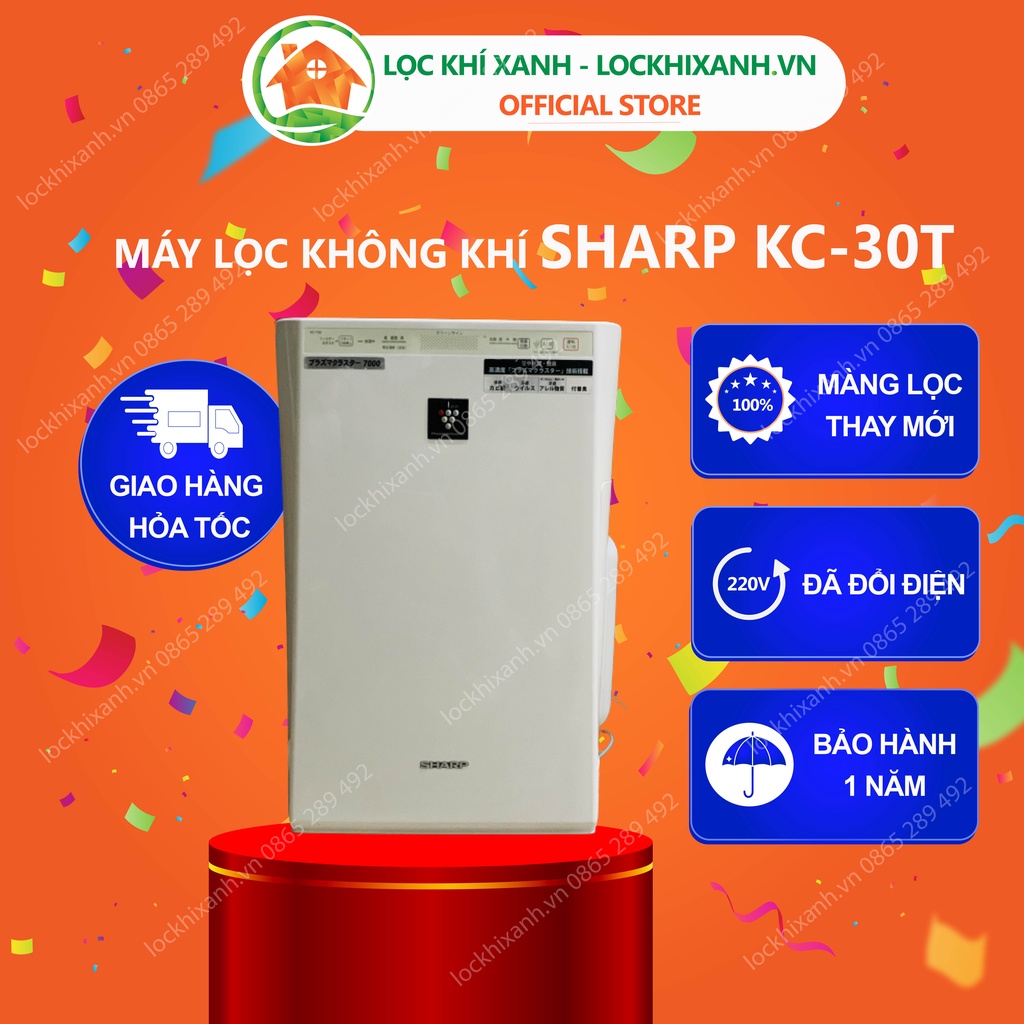 Máy lọc không khí Sharp có bù ẩm khử mùi, hàng Nhật bãi, màng lọc mới