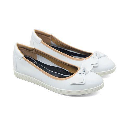Giày búp bê mũi tròn phối nơ 2cm Evashoes Eva1381