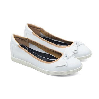 Giày búp bê mũi tròn phối nơ 2cm Evashoes Eva1381