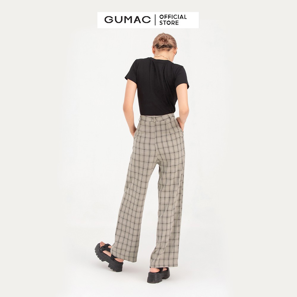 Quần ống rộng QB7102 GUMAC caro trẻ trung cá tính