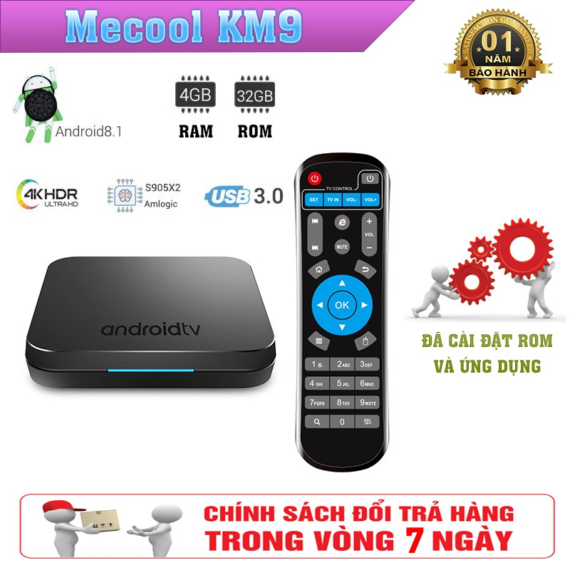 Android Tivibox Mecool KM9 RAM 4GB, ROM 32GB, Android 8.1, Bluetooth 4.1 (New 2019)