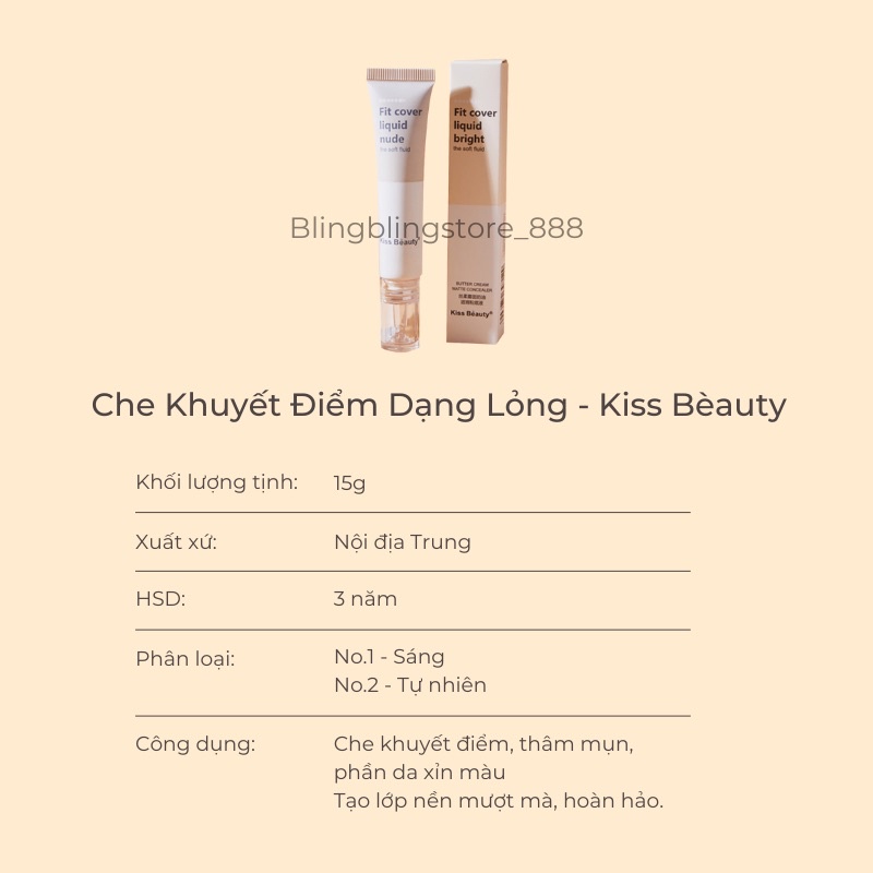 Kem Che Khuyết Điểm Nội Địa Trung Kem Che Khuyết Điểm Dạng Lỏng KISS BEAUTY | BigBuy360 - bigbuy360.vn