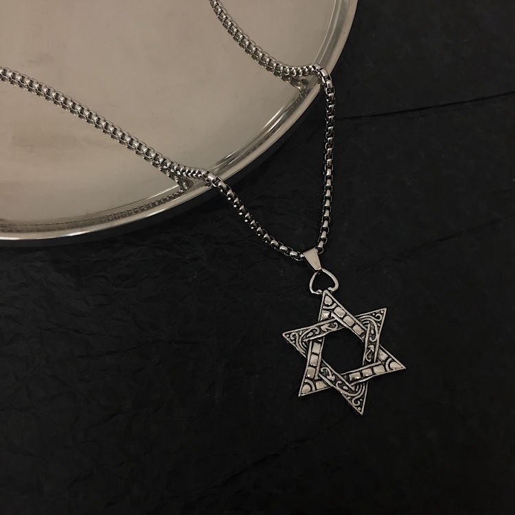 [Giao Hàng Miễn Phí] Vòng Cổ Mặt Ngôi Sao Sáu Cánh Phong Cách Harajuku Hip Hop Đường Phố 22113