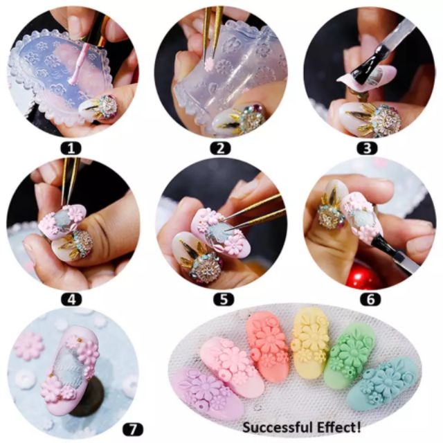 Khuôn silicone dẻo nhấn hoa bột nail gel