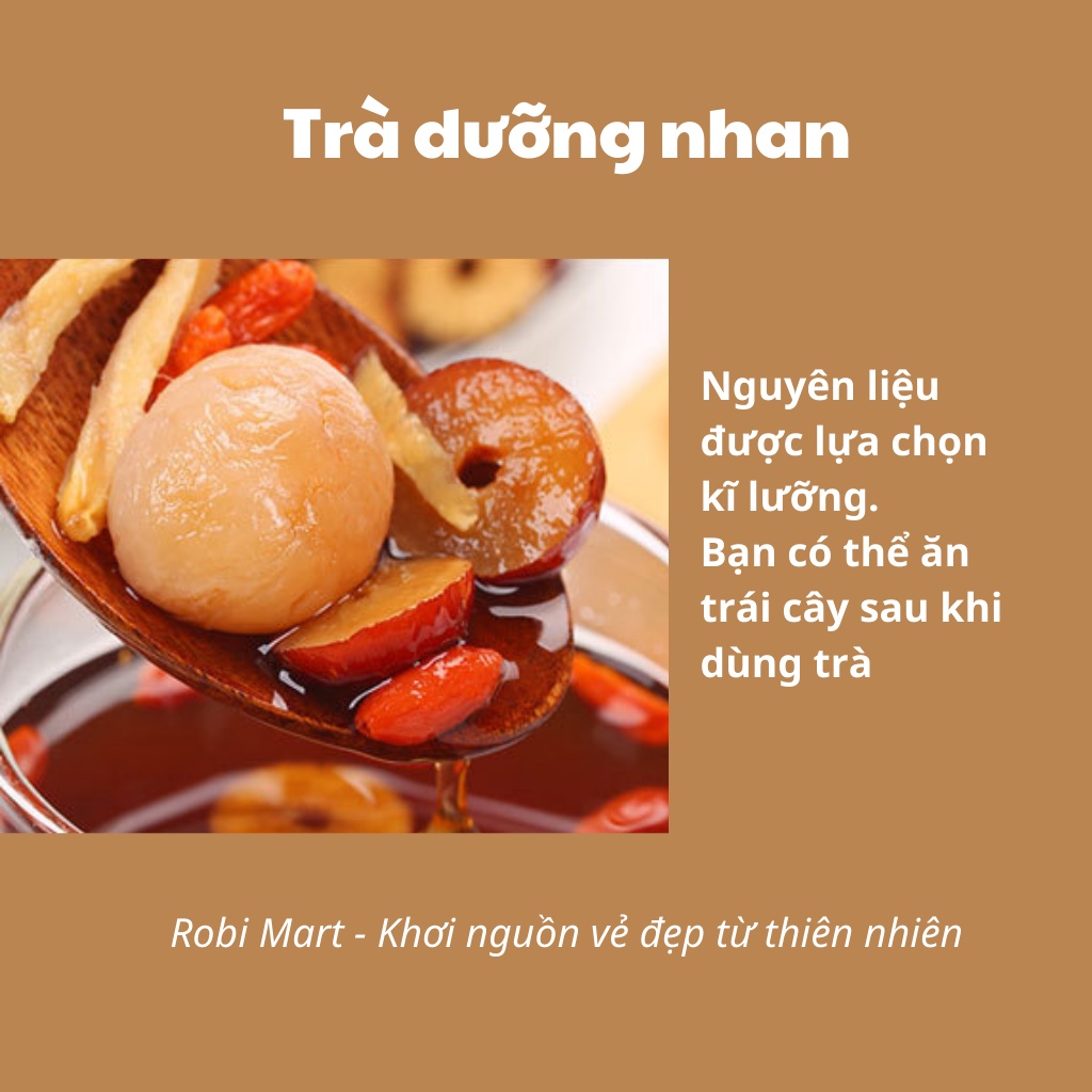 Trà dưỡng nhan Robi Mart - Set 30 gói an thần, chống lão hóa đẹp da - Tặng bình 1 lít, đường, mật ong, túi vải