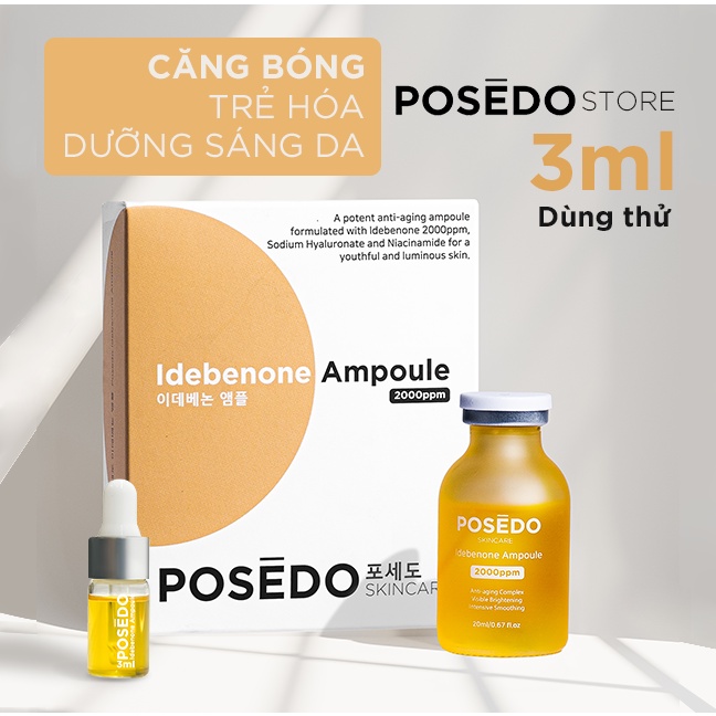 Serum căng bóng dưỡng sáng Posedo Idebenone Ampoule trẻ hóa da cao cấp chính hãng độc quyền Hàn Quốc