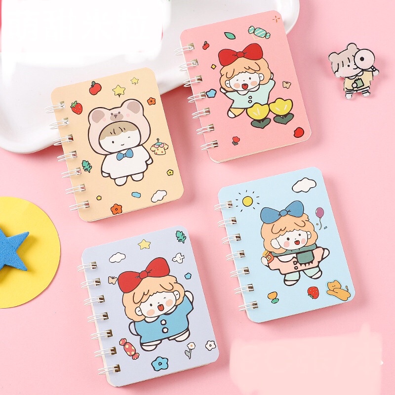 Sổ tay mini gáy lò so A7 hình bìa dễ thương được chọn mẫu