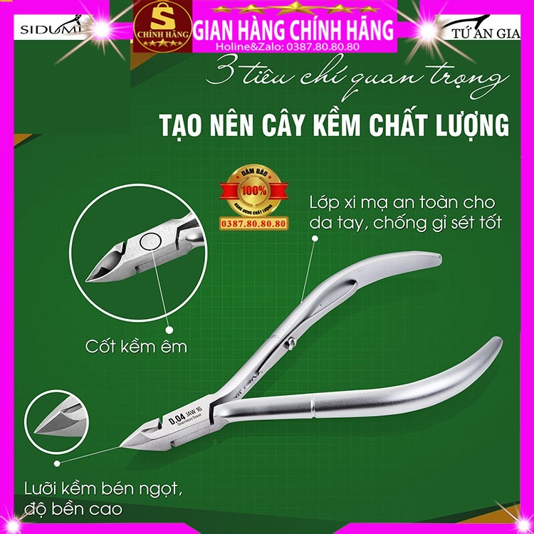 Kìm kềm cắt da cắt móng tay loại tốt Sidumi dụng cụ làm nail móng bấm khóe nhặt da đầu tròn bán nguyệt inox Tứ An Gia