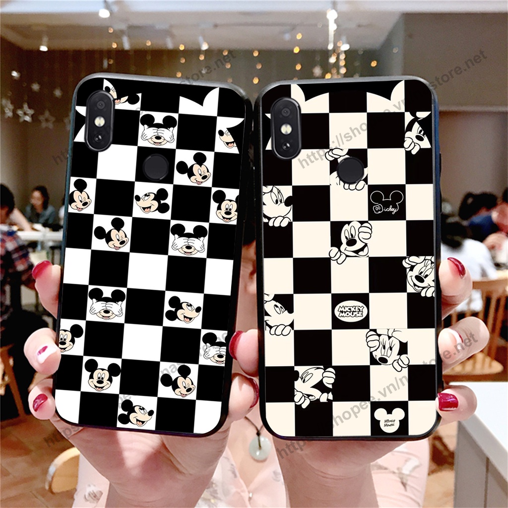 Ốp lưng Xiaomi Mi A2 trái tim họa tiết caro, mikey họa tiết beabrick kaws cute