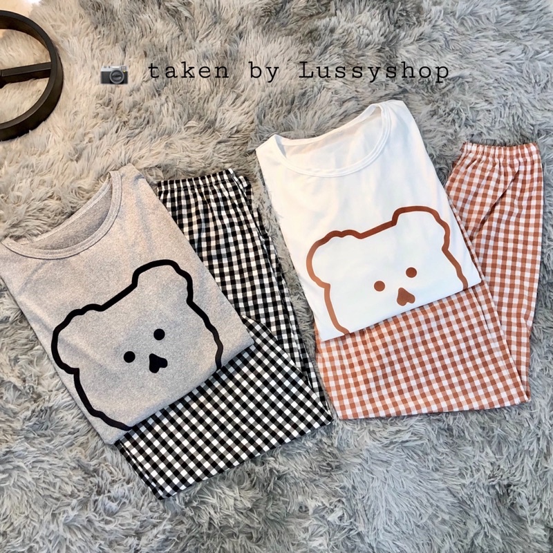 Đồ Bộ Nữ Hình Gấu Sọc Caro Siêu Xinh, Bộ Đồ Ngủ Thu Đông Pyjama Dài Tay Mặc Nhà Cotton Mềm Ulzzang Hàn Quốc 2021 | BigBuy360 - bigbuy360.vn