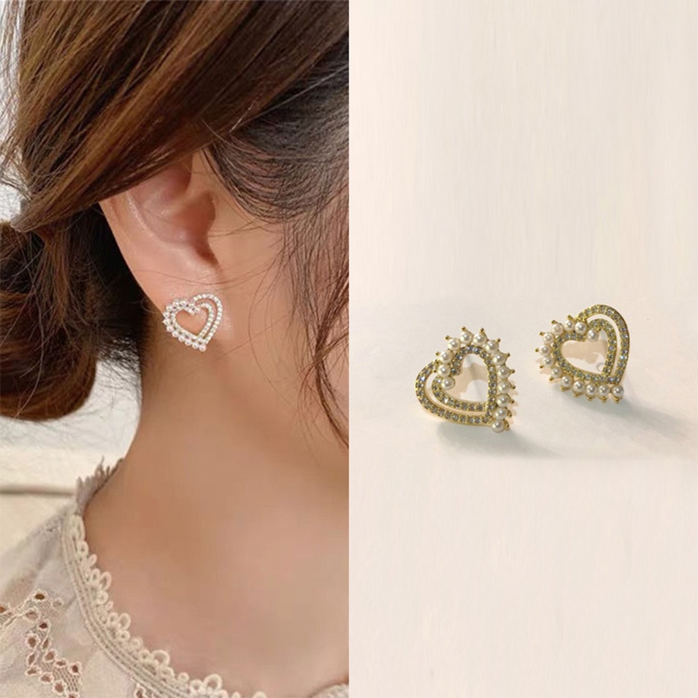 Bông Tai HìNh Hoa HồNg ĐíNh NgọC Trai Giả ThờI Trang