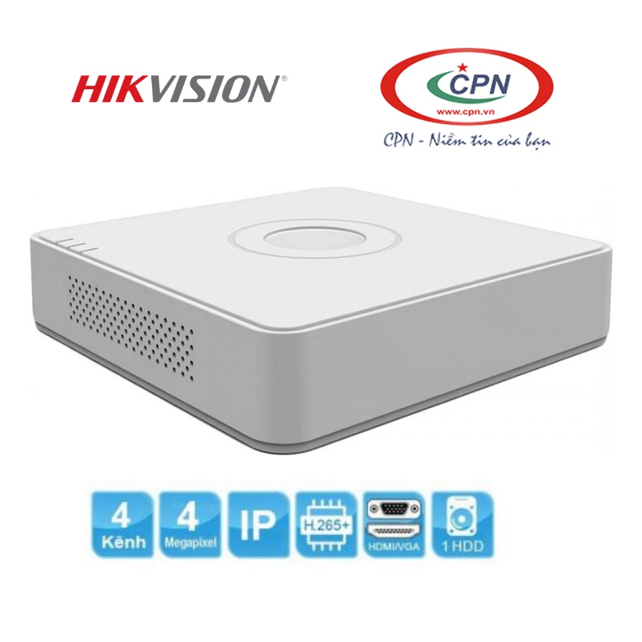 Đầu ghi hình IP 4 kênh HikVision DS-7104NI-Q1/4P - 4MP; H265+; 1 khe HDD; 4 cổng POE;vỏ nhựa