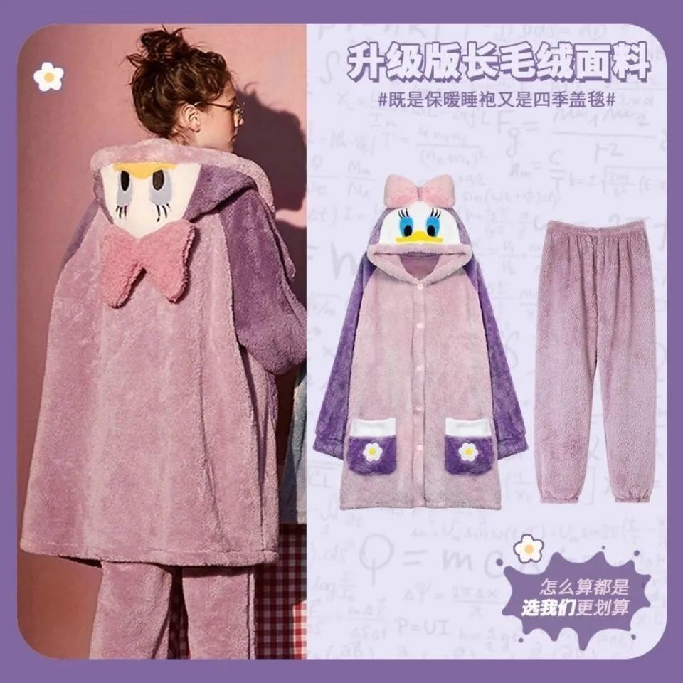 Đầm Ngủ Vải Lông Cừu San Hô Dày In Hình Vịt Donald Dễ Thương Mặc Trong Mùa Đông Cho Nữ | BigBuy360 - bigbuy360.vn