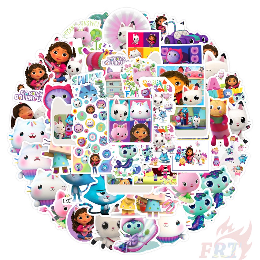 Bộ 50 miếng dán trang trí laptop hành lý thời trang dòng búp bê Gabby 02 DIY