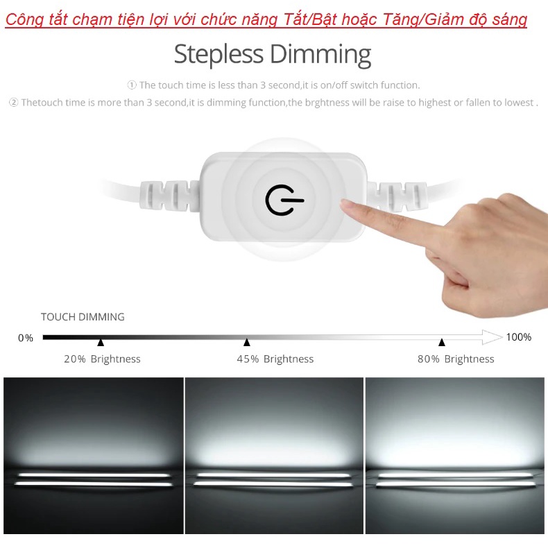 Bộ đèn LED thanh ngang gắn tủ bếp ,tủ quần áo , tủ giày , kệ bếp ...