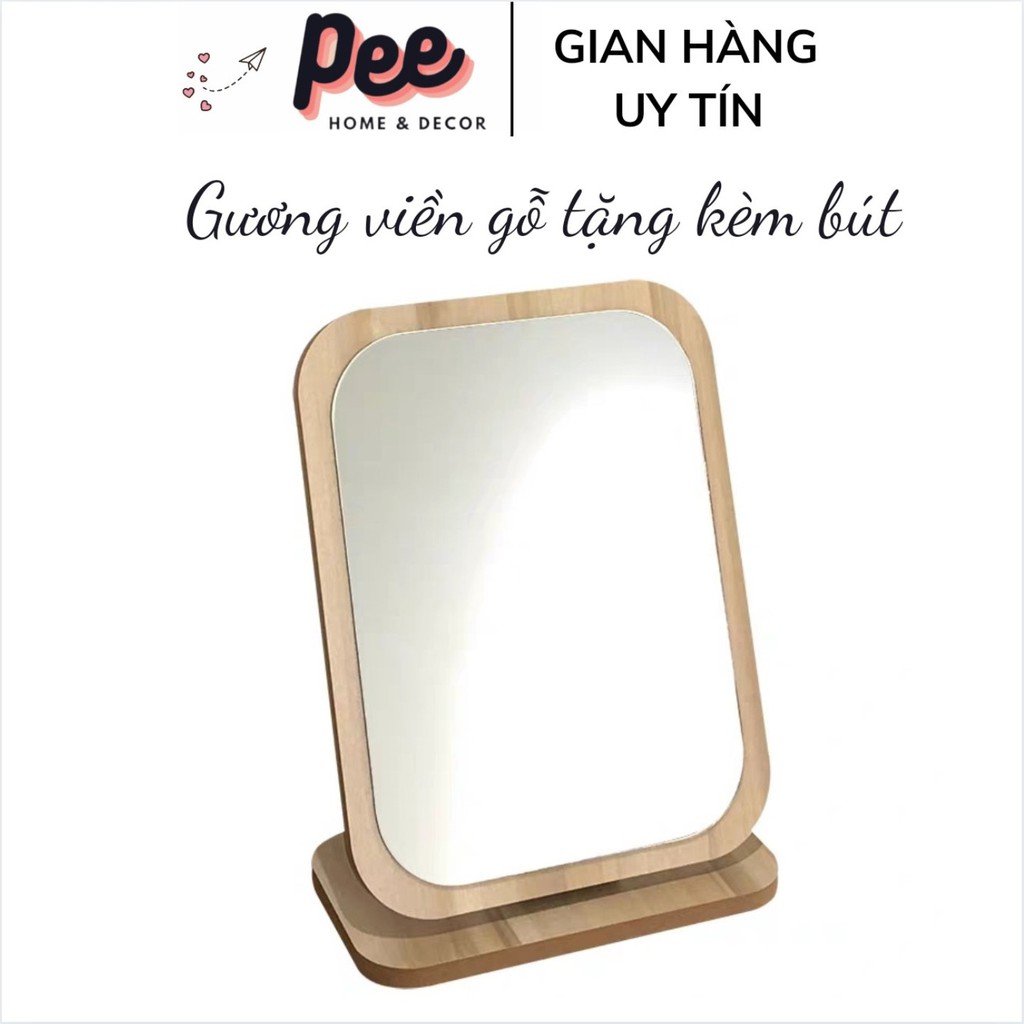 Gương gỗ để bàn trang điểm , decor phòng ngủ sang trọng - Peehomedecor