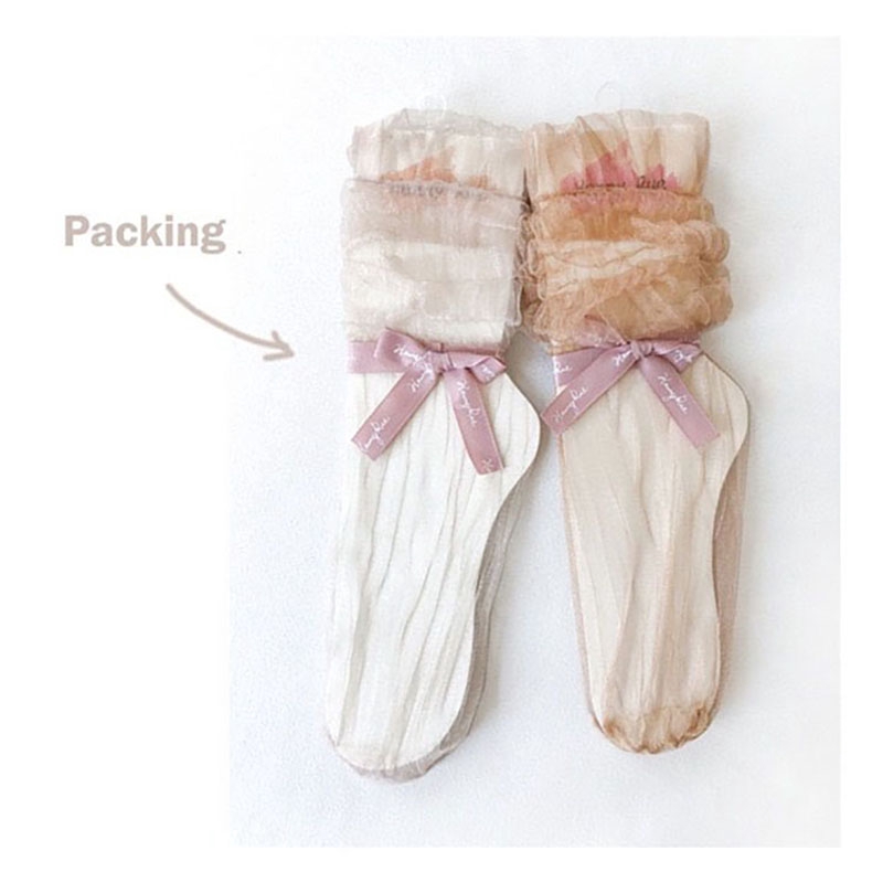 Korean Ins Fluffy Tulle Glass Silk Loose Socks Women New Design Ladies Lace Transparent Ultra-thin Mesh Frilled Sheer Socks Cool