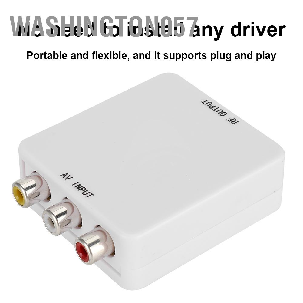 Washington057 AV to RF Mini Video Converter Box Driver-Free Adapter TV Signal Switcher 67.25Mhz 61.25Mhz
